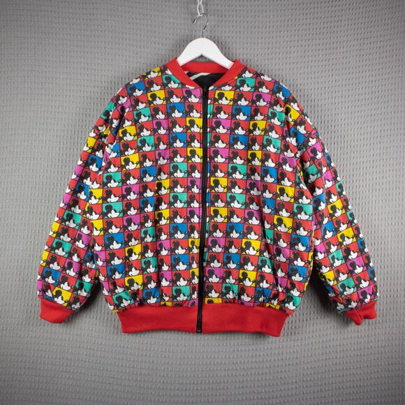 Disney Mickey Mouse Reversible Bomber Jacket Mens Medium 90s - Picture 3 of 8